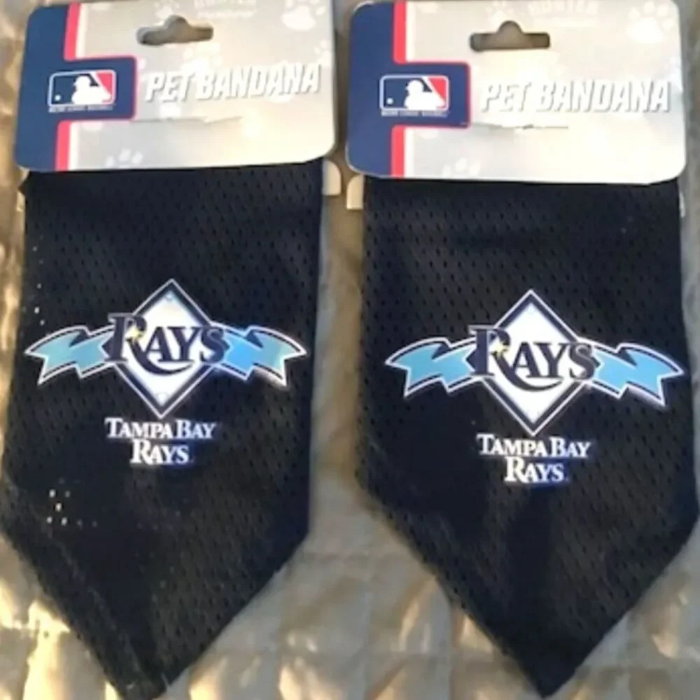 Size: Small Tampa Bay Rays Doggie Bandanas . (2) Bandana Bundle . New w/ Tags